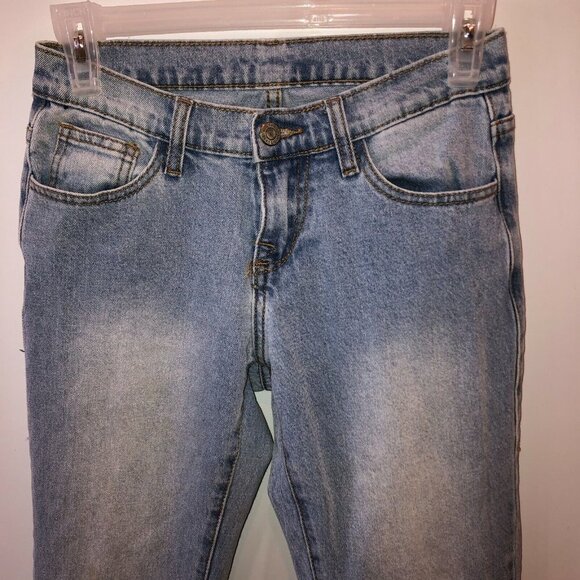John J Galt Womens Size 5 Light Wash Blue Boot Cut Pockets Denim Jeans Distress - Picture 5 of 11